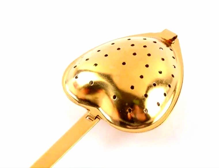 GOLD Heart Shaped Tea Infuser & Spoon Stainless Steel