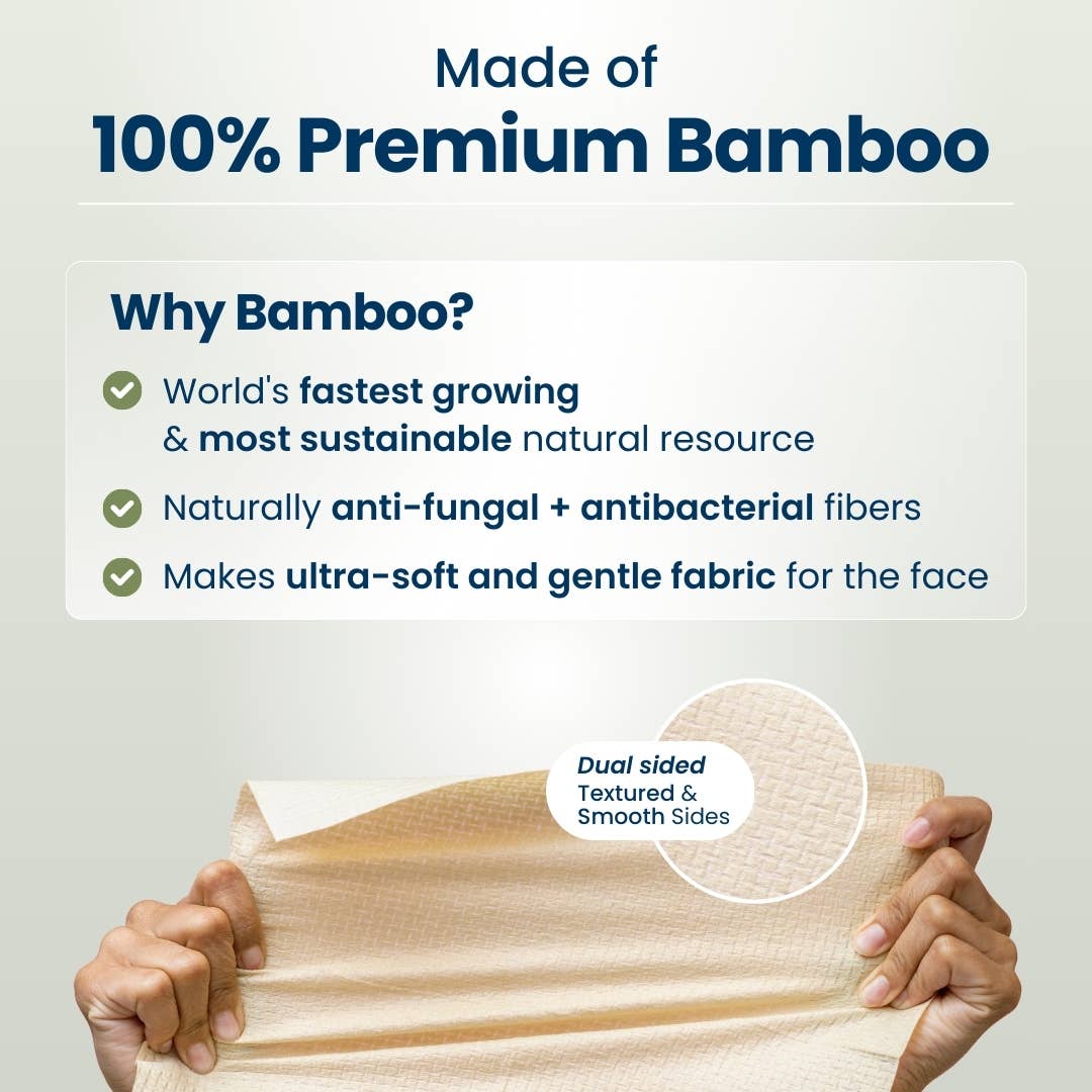 Clean Towels XL Bamboo, Disposable Face Towels, 50 Count