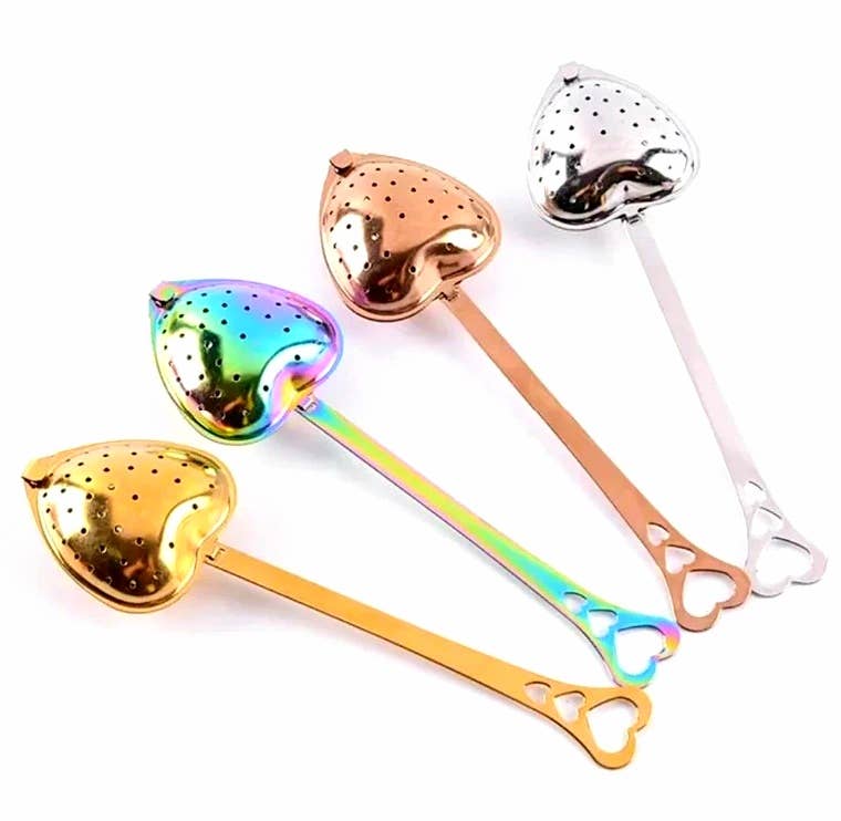 GOLD Heart Shaped Tea Infuser & Spoon Stainless Steel